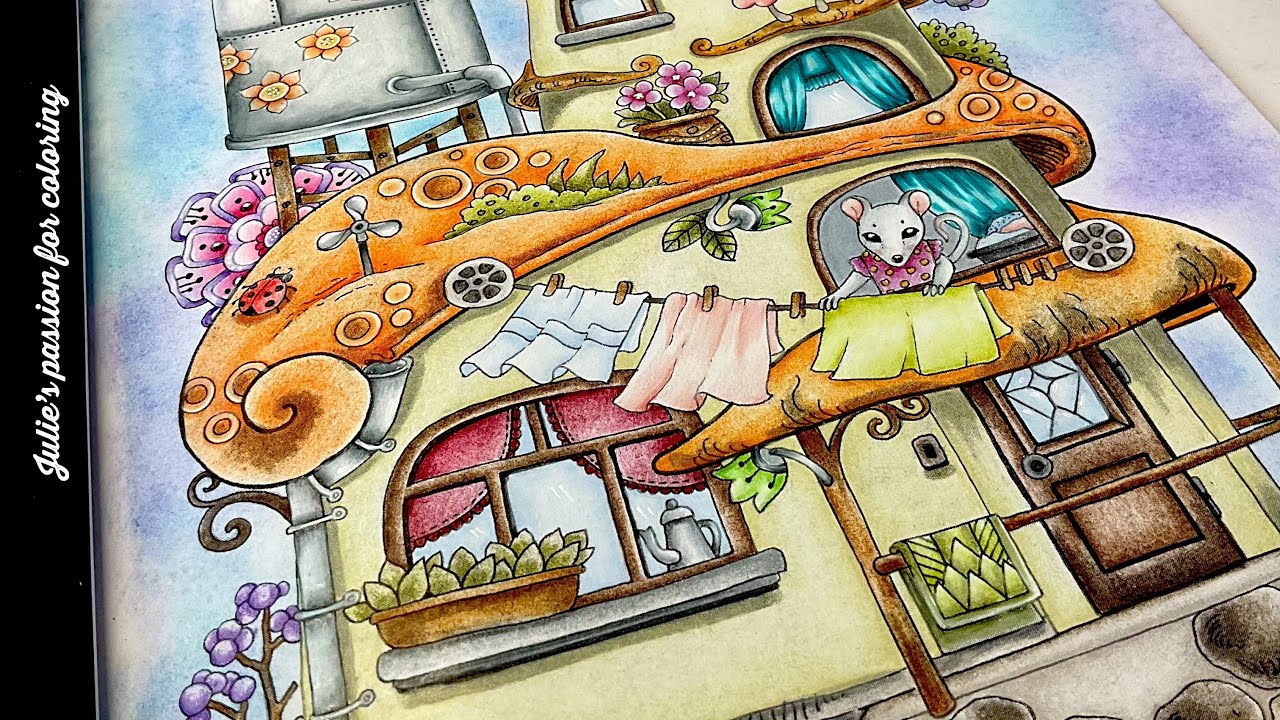 🌸Nice little town 4 by Tanya Bogema ✏️prismacolor pencils - easy coloring tutorial