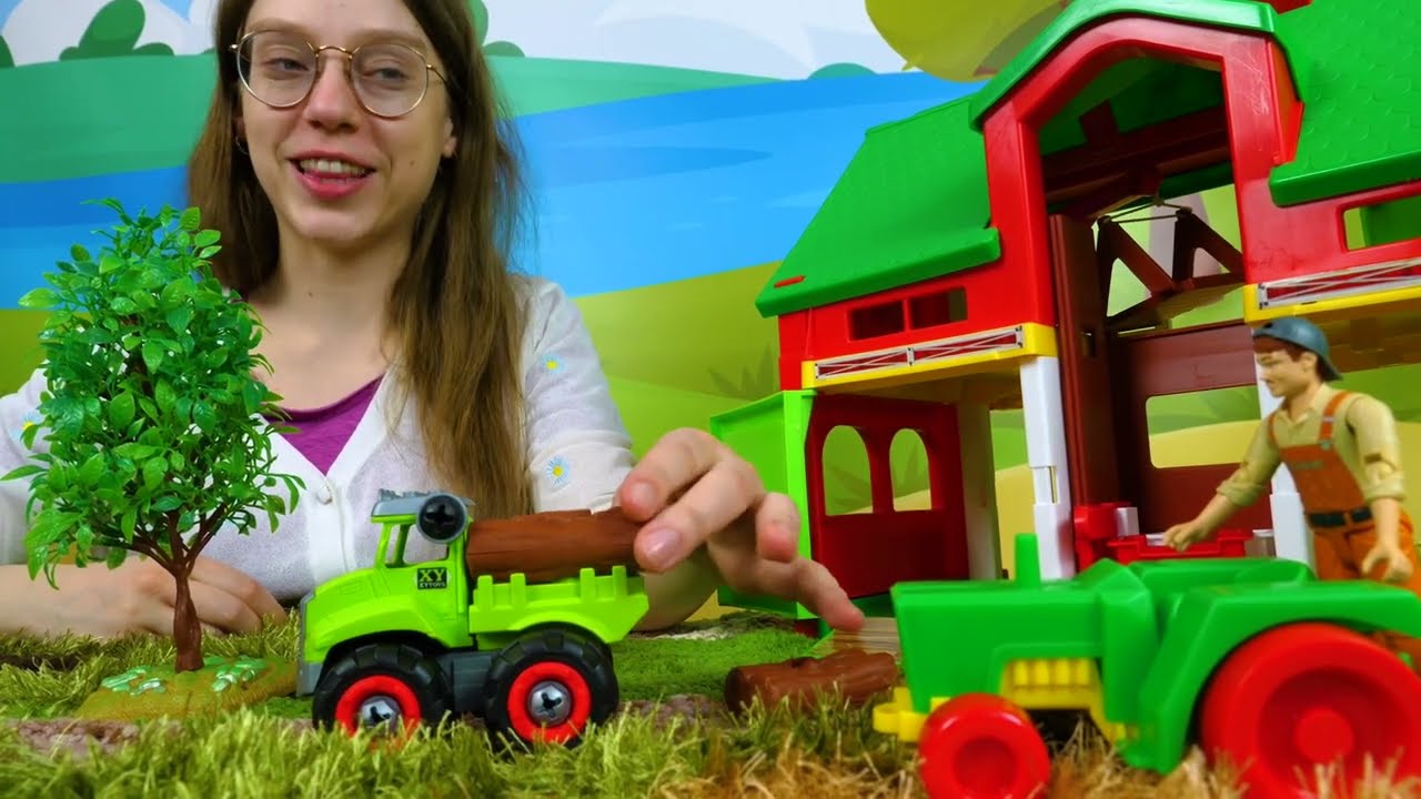 Lelutraktori on rikki! Maatilan koneet ja lasten traktorit. Opetusvideoita & suomenkielisi&auml; videoita