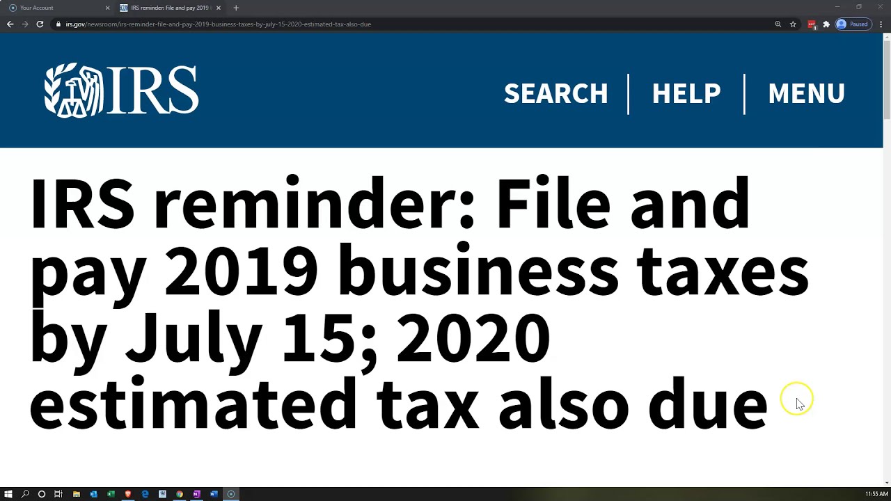 IRS reminder: File and pay 2019 business taxes by July 15; 2020 estimated tax also due
