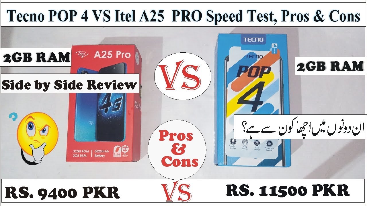 Tecno pop 4 vs Itel A25 Pro speed test side by side review Pros & cons in Urdu/Hindi
