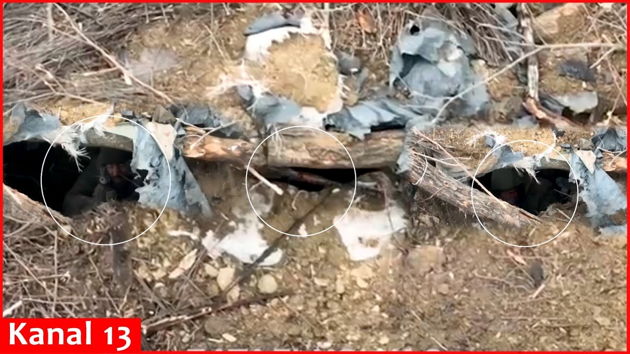 DRONE SILENCED Russians who were shooting with firearms at Ukrainian soldiers from their dugout