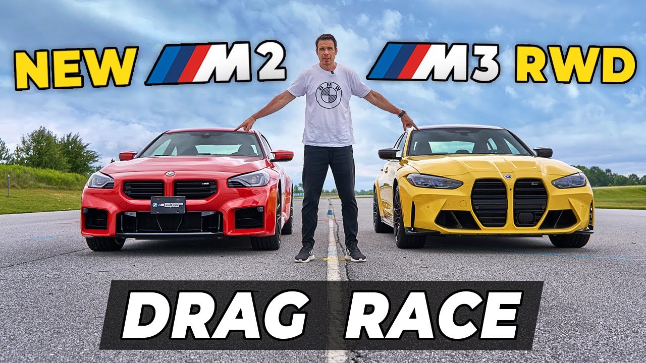 BMW M2 2023 года против BMW M3 RWD 2023 года: дрэг-рейсинг