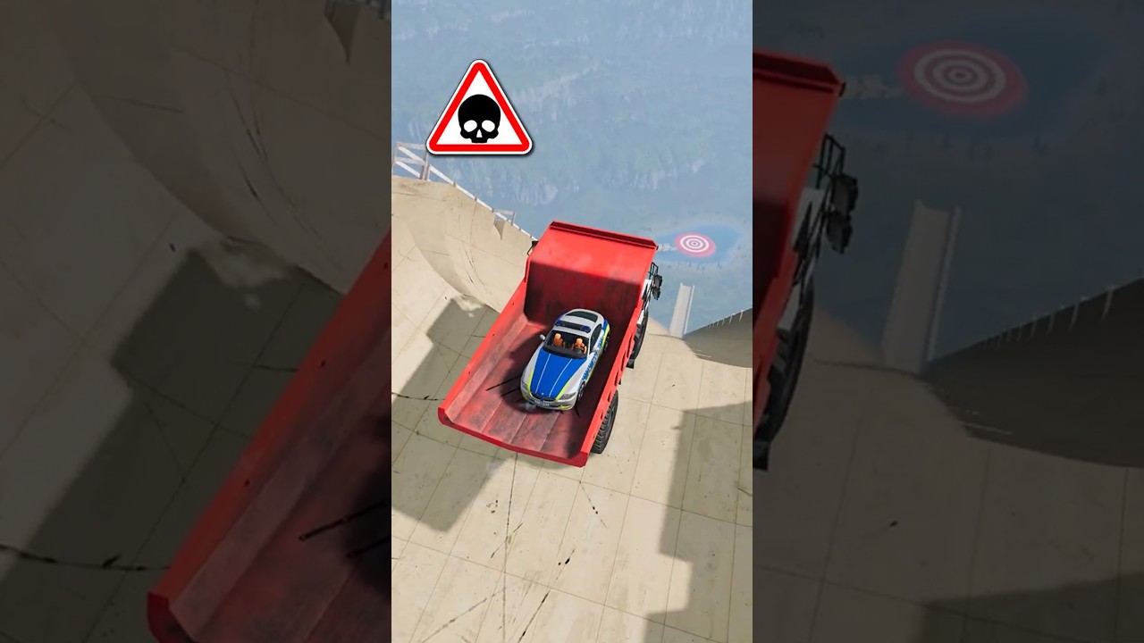 Heavy Truck Vs Mega Ramp 😱 Best Car, Bus Game Stunts Simulator Beamng Drive Crashing Gameplay Shorts