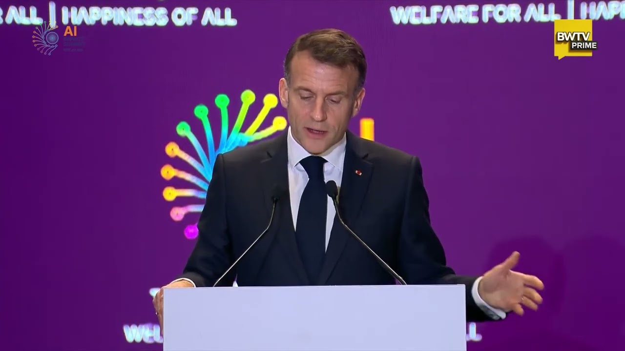 Emmanuel Macron, President of France Speaks At The India AI Impact Summit 2026