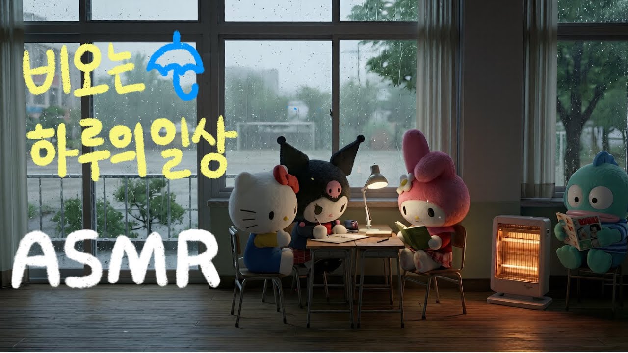 [산리오 ASMR]  🤍🎧산리오친구들과 빗소리 들으며 힐링타임 ☁️ 150분 Sanrio friends rain sounds 150minutes | sanrio ASMR