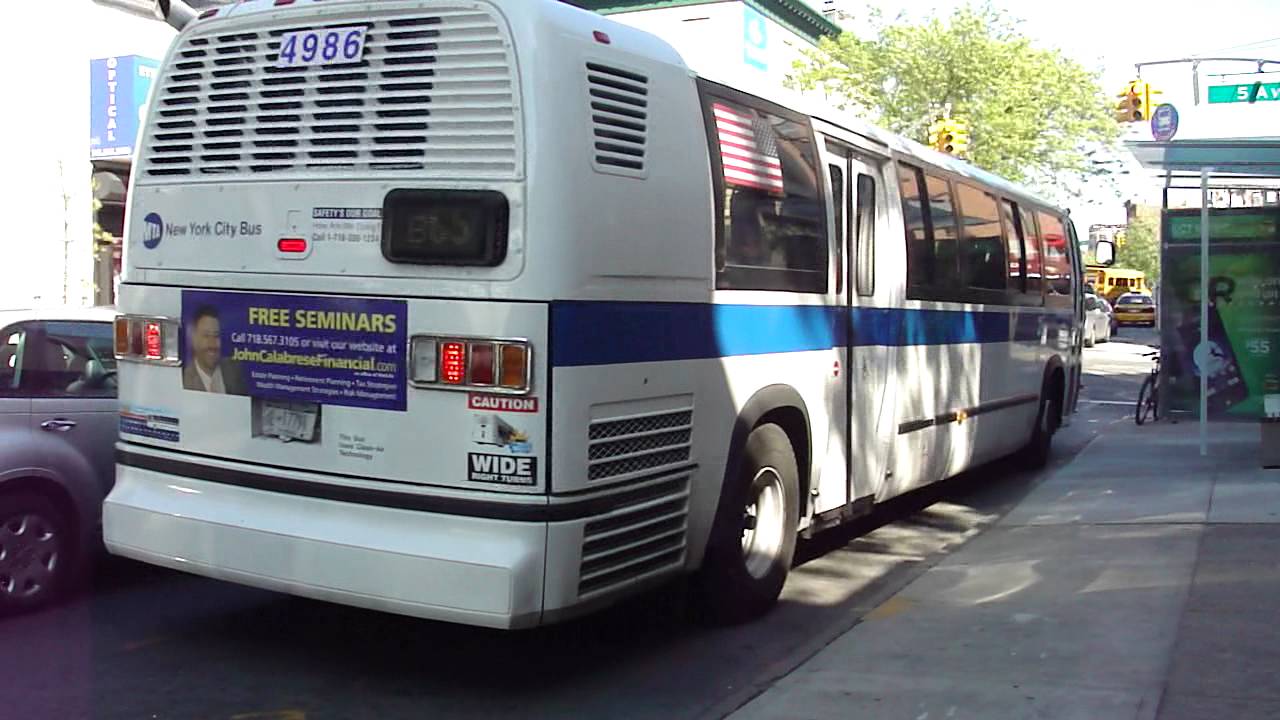 MTA NYCT Bus: 1998 Nova-RTS B65 Bus #4986 at 5th Ave-Dean St
