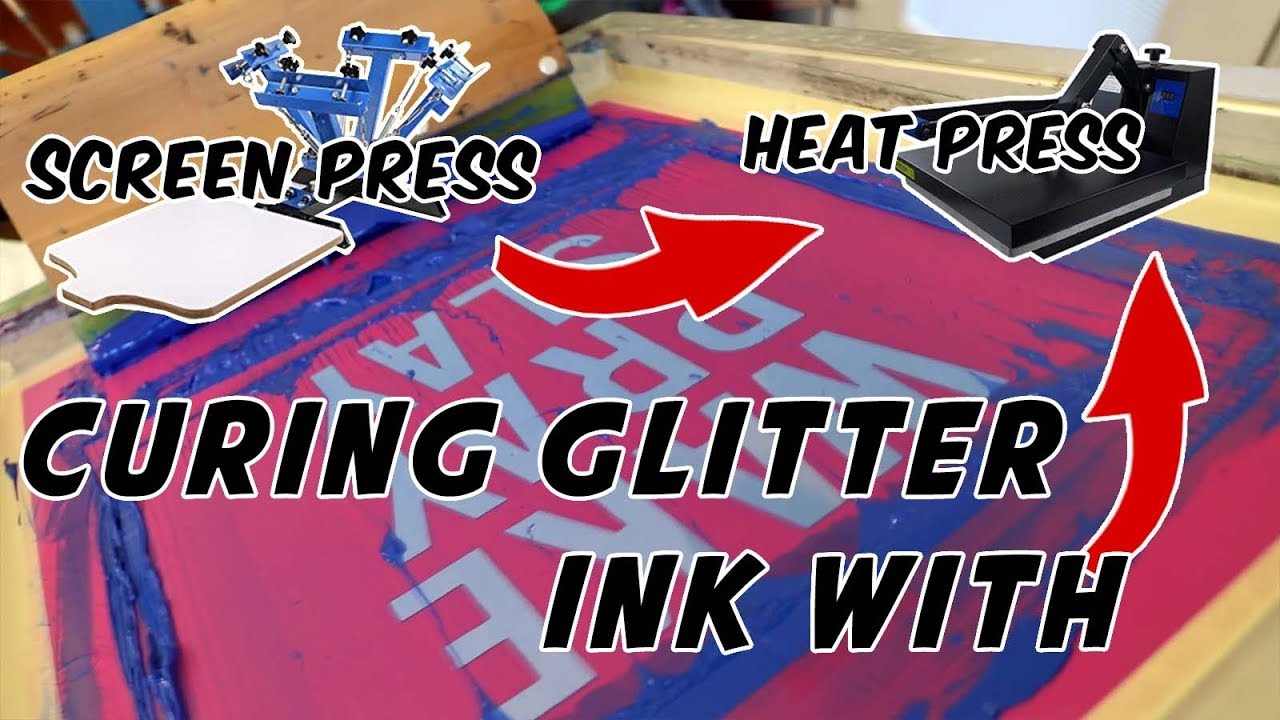 Glitter Ink Cured with Heat Press. How to Screen Print from home