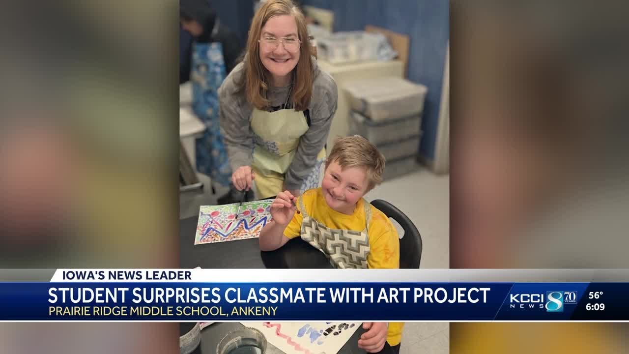 Iowa student creates art project to surprise classmate with special needs