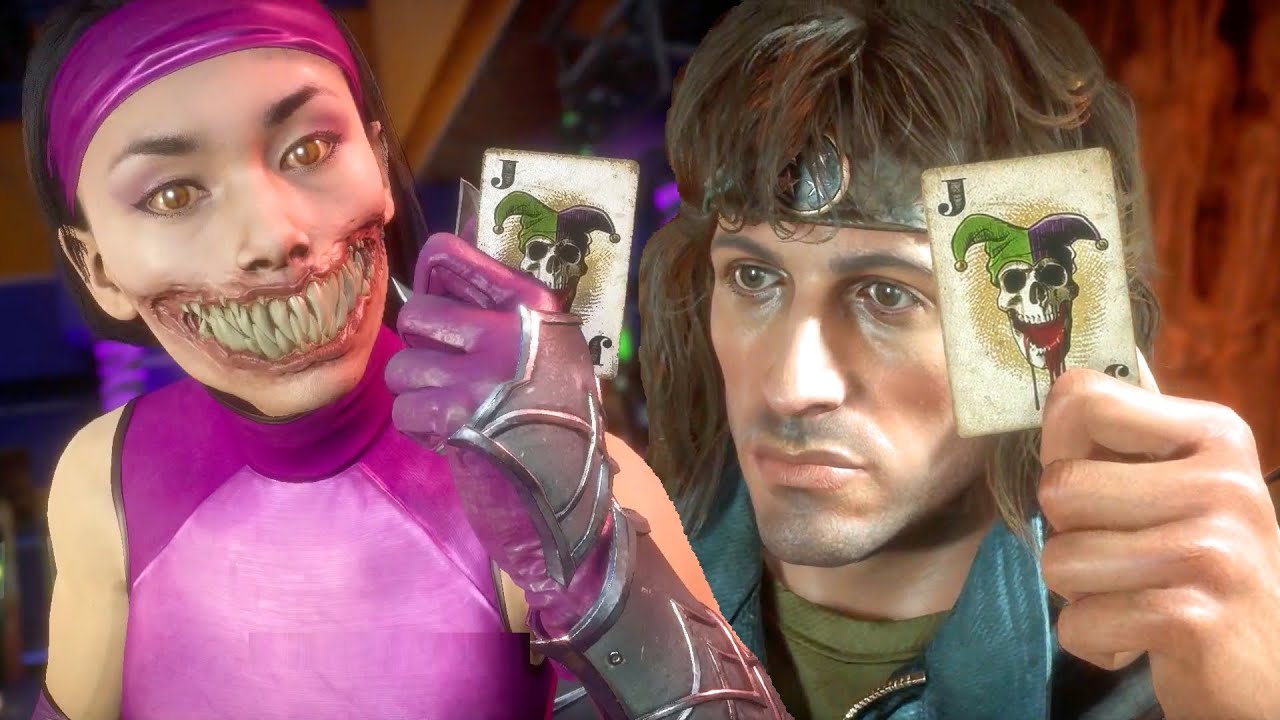 MK11 All Characters Perform Jokers Card Trick Intro (The Joker Intro 3)