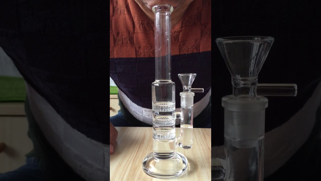 Glass Bong Handy Glass Water Pipes 3 Layer Honeycomb Percolator Bubbler Recycler Bongs 10