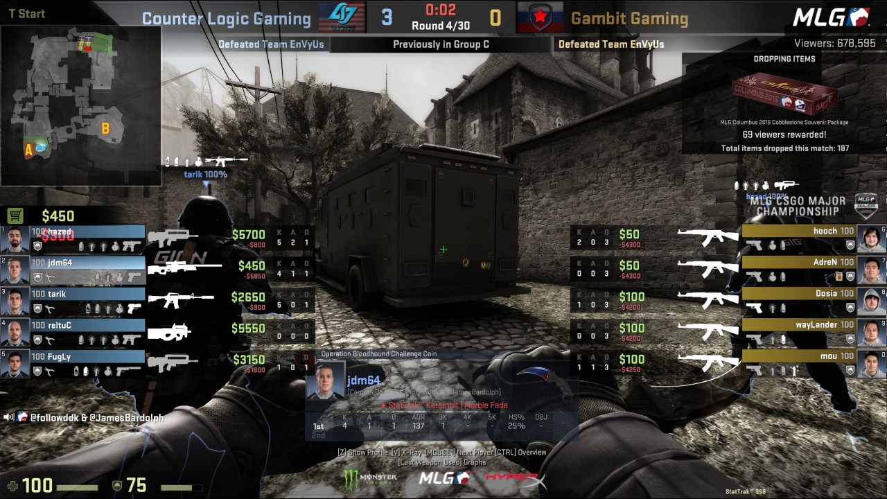 CS:GO MLG Columbus 2016 - Group C [4k60fps] - Counter Logic Gaming Vs Gambit - Map 2 [de_cobble]