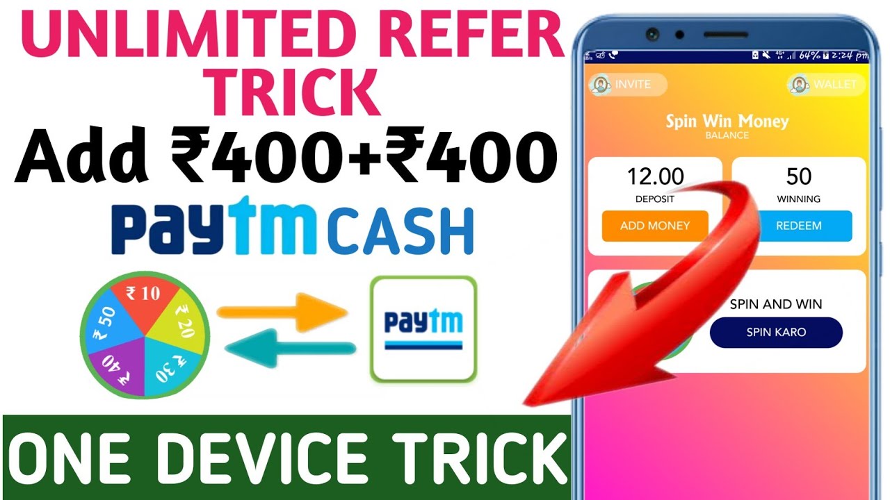 Spin With Money App Unlimited Refer Trick||New Spin And Win App||Spin To Win App