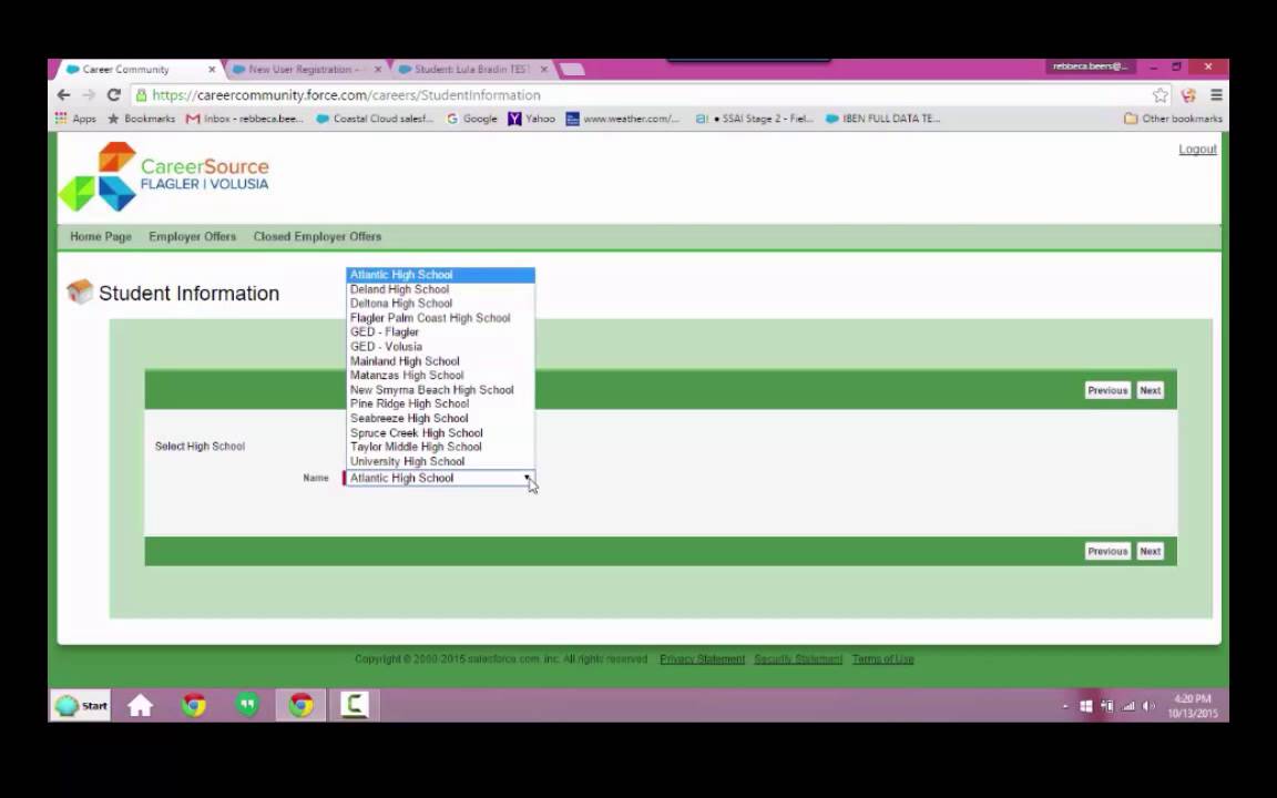 Student Login And Record Update on the CSF VF Student Portal