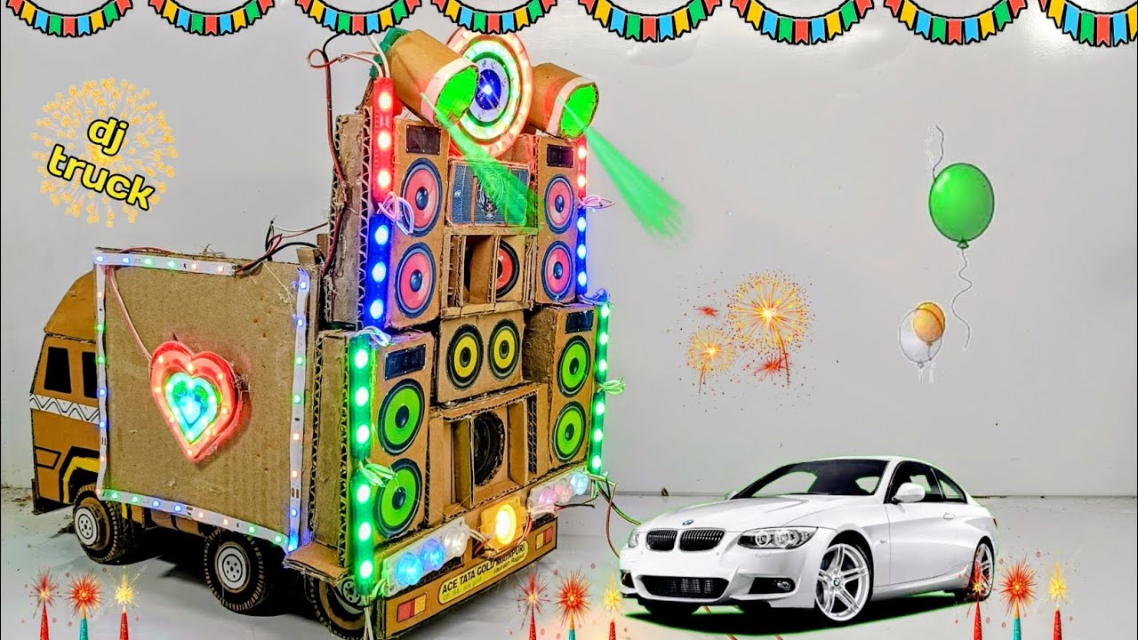 Diy mini dj lighting setup truck with cardboard making how to make dj lighting setup at-home kaise 