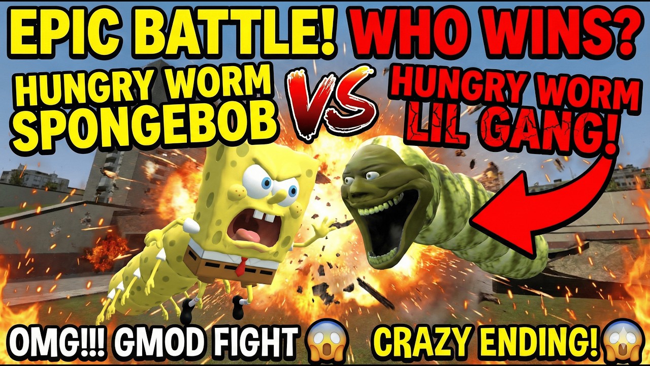 THE MOST INSANE GMOD BATTLE EVER?! Hungry Worm SpongeBob vs Lil Gang (CRAZY ENDING!) 😱🔥