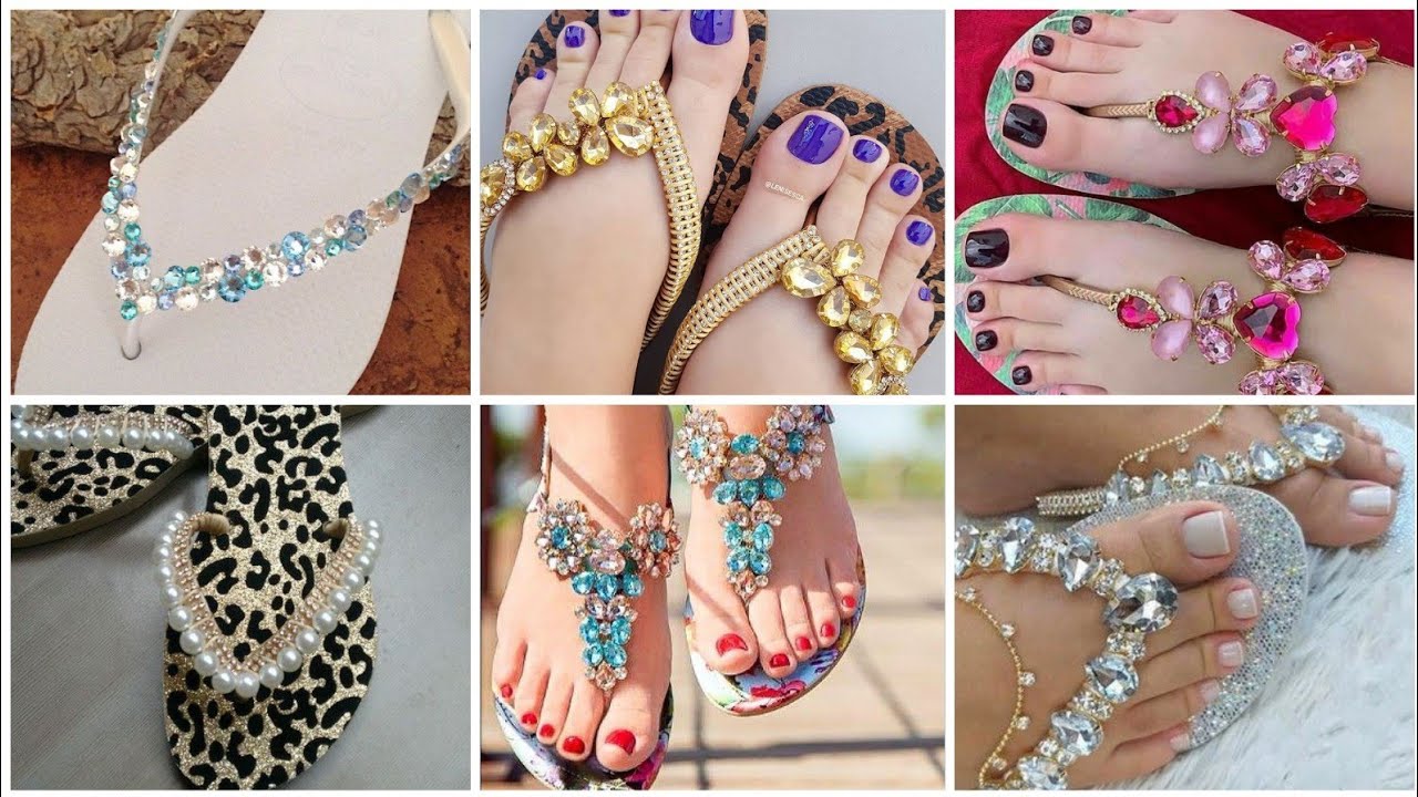 Beautiful and Stylish flat slippers and chappal design with fancy beaded and stones work