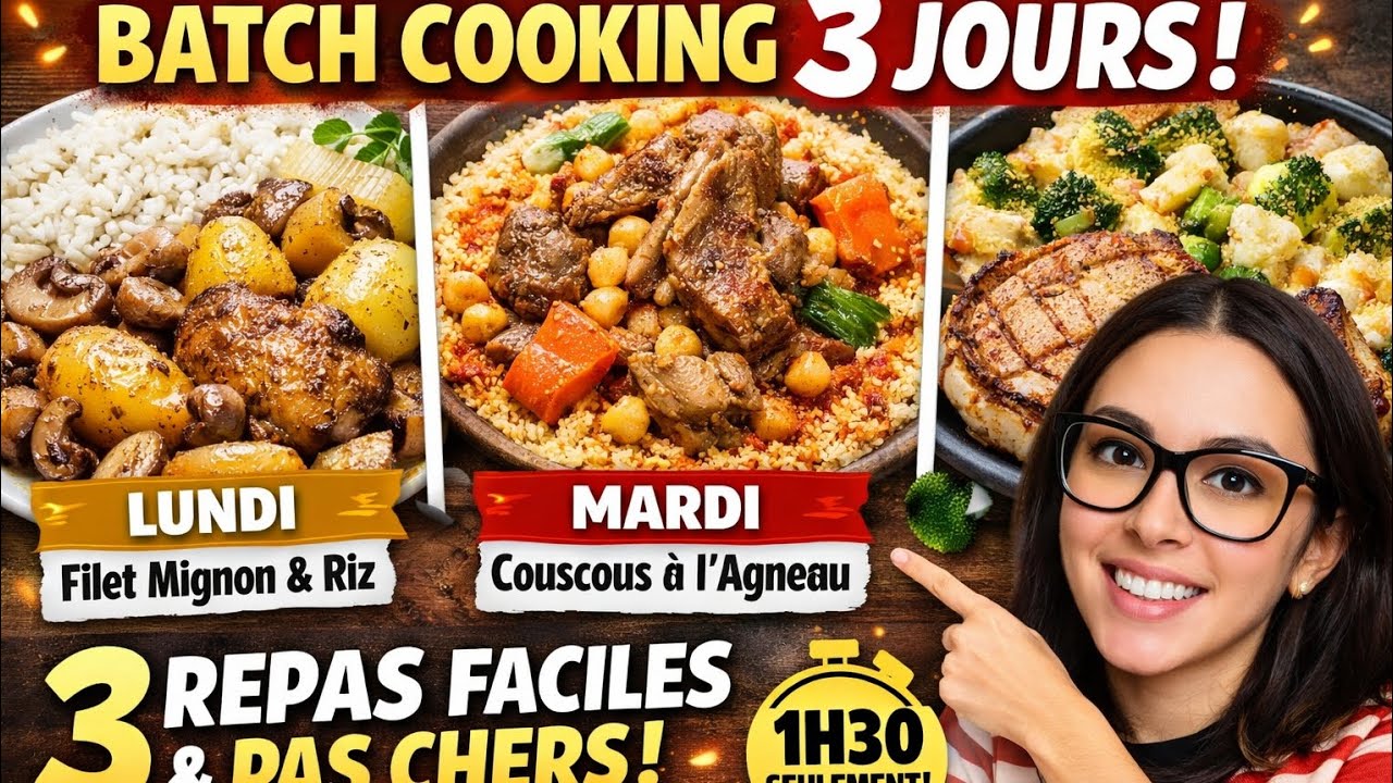 🔥 BATCH COOKING 3 JOURS : 3 REPAS MAISON FACILES + ÉCONOMIQUES (1H30 en cuisine seulement !)
