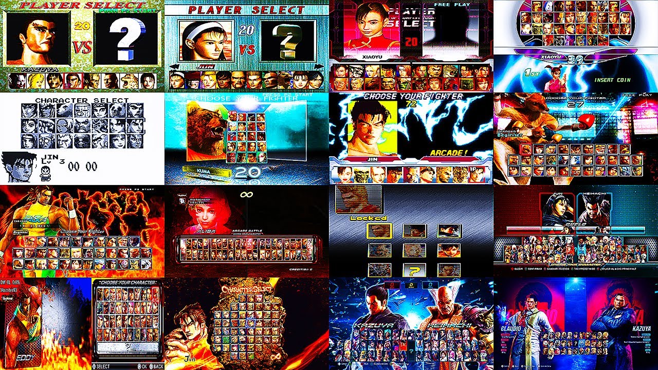 TEKKEN 1-8 (1994-2024) Эволюция экрана выбора персонажа + Голос комментатора / 4K