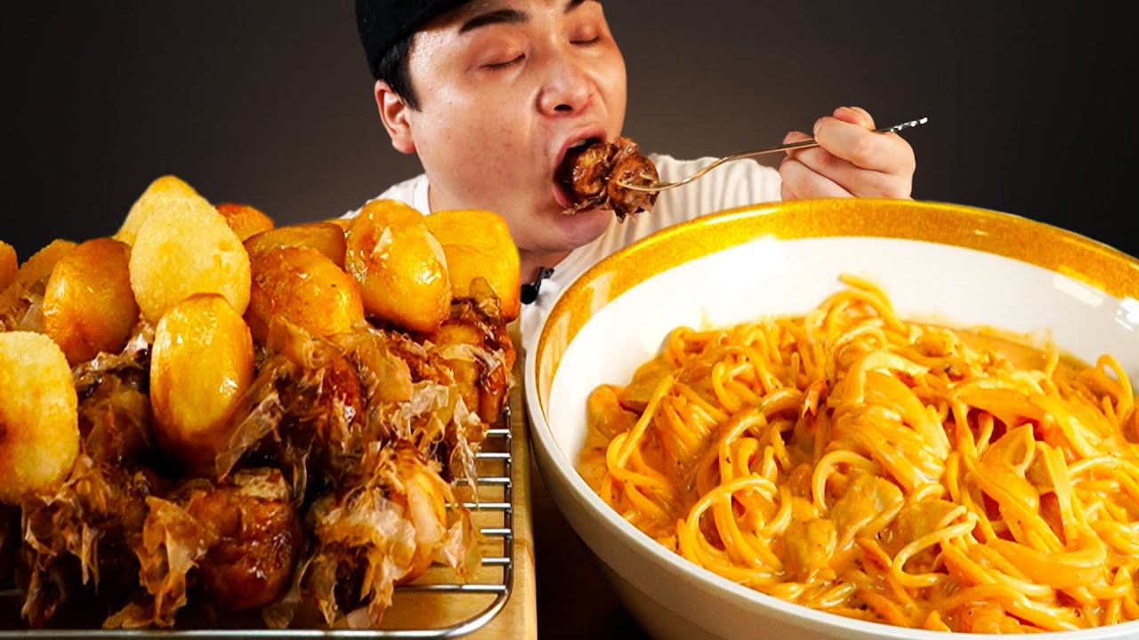 꾸덕꾸덕 로제파스타와 여러가지 튀김 먹방~!! 리얼사운드 ASMR Mukbang(Eating Show)
