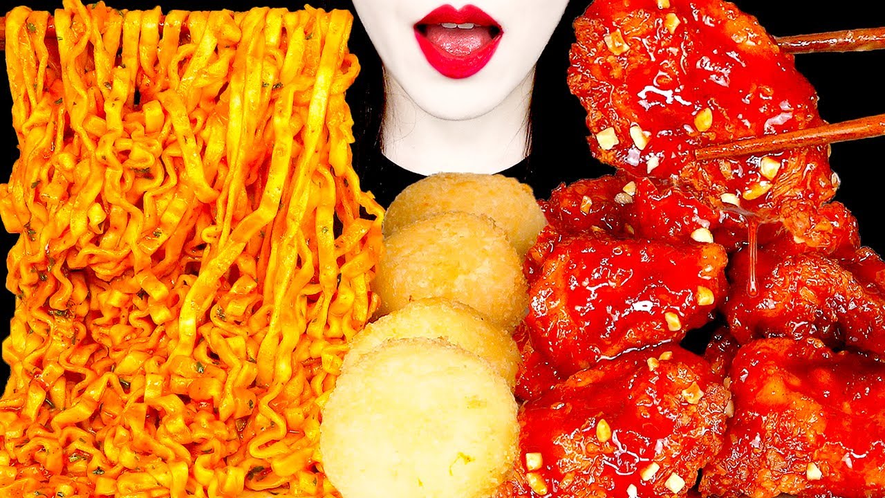 ASMR MUKBANG | SPICY FIRE NOODLES CHEESE BALLS 양념치킨, 치즈볼, 까르보불닭볶음면 먹방 EATING SOUNDS | ZOEY ASMR 조이