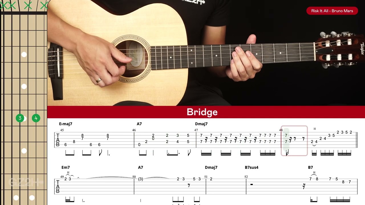 Risk It All Guitar Cover Bruno Mars 🎸|Tabs + Chords|