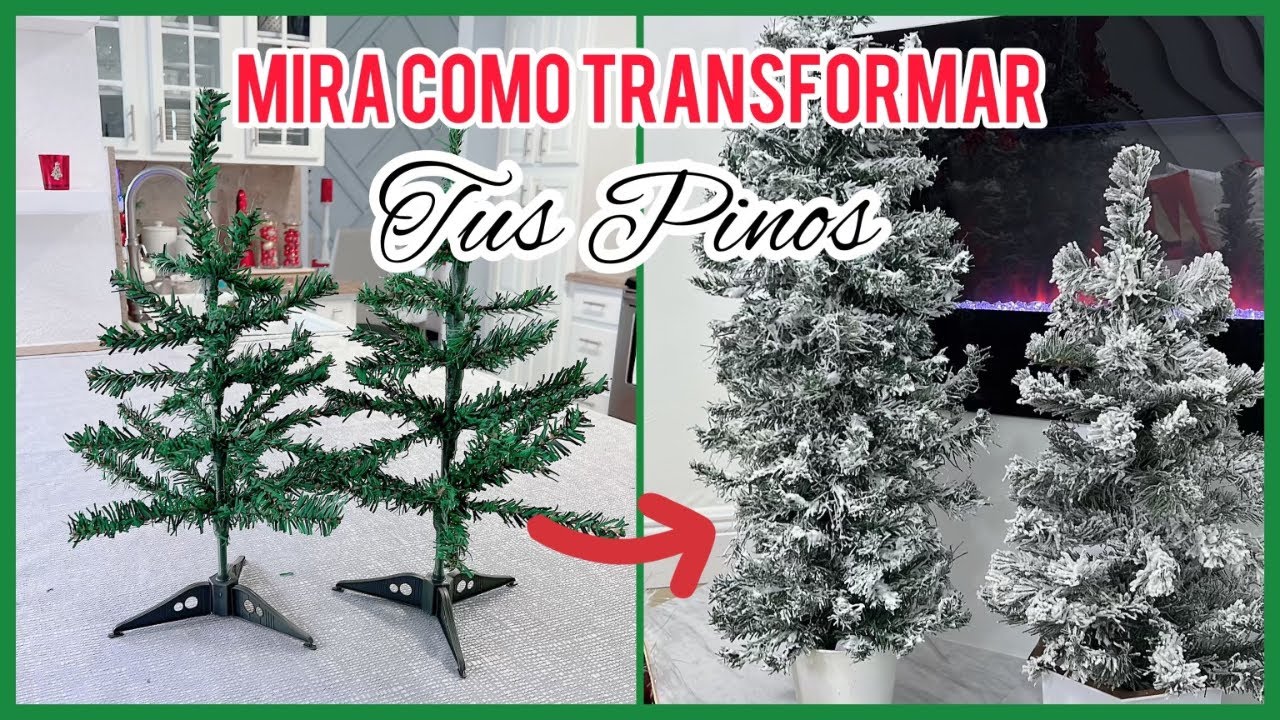 COMO CAMBIAR DE UN ARBOLITO BARATO Y SIMPLE A UN ARBOL NEVADO PRECIOSO // DIY COMO NEVAR UN ARBOL
