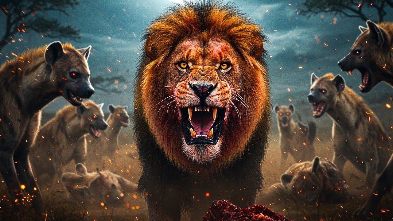 REY SANGUINARIO: LEÓN GIGANTE de 280 kg MASACRÓ a 73 hienas en una sola noche de furia incontrolable