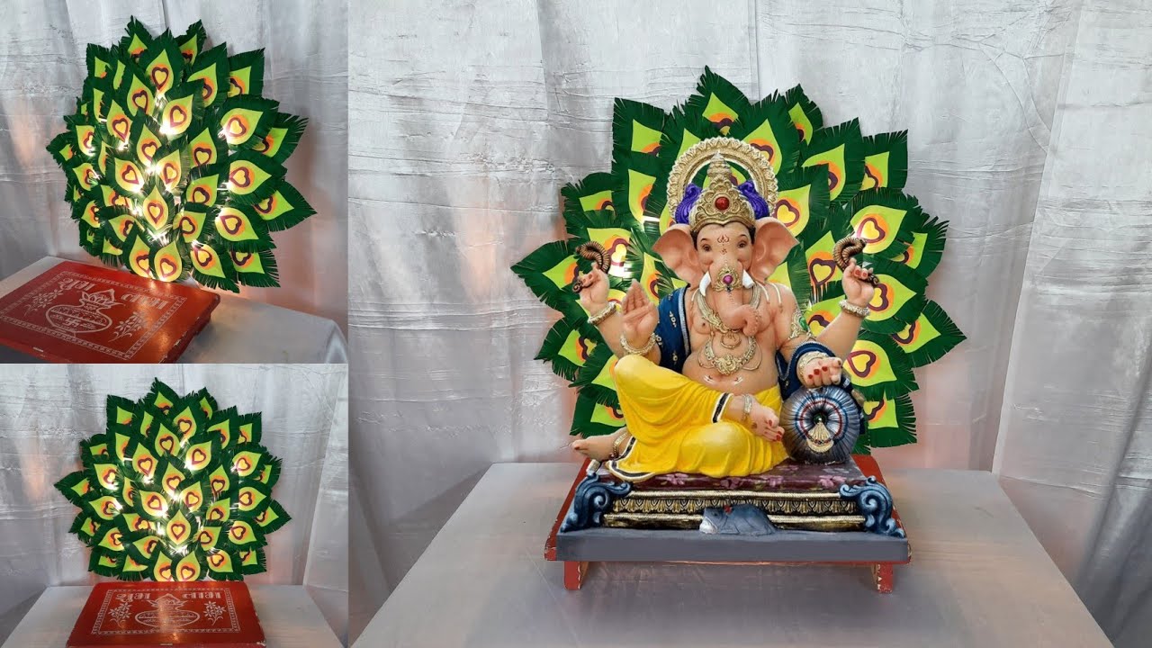 Ecofriendly Ganpati Decoration ideas at home |Ganpati Decoration Idea |Ganpati Background Decoration