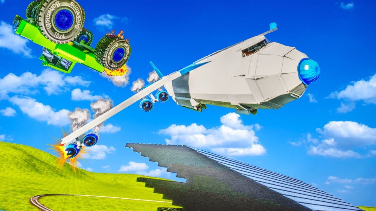 Lego MONSTER TRUCK Flips over Lego AIRPLANE?! (Brick Rigs Gameplay Roleplay & Funny Moments)