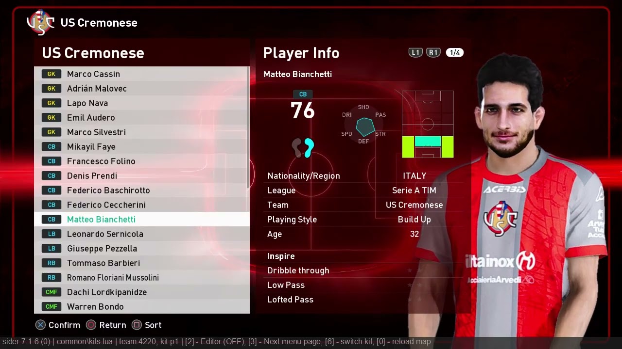 U.S. Cremonese 2025/2026 Facepack PES 2021-SPFL2026