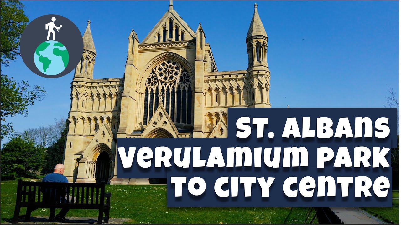 🎧Lockdown walk in sunny St. Albans: Verulamium Park to City Centre via Fishpool St. [4K][BINAURAL]