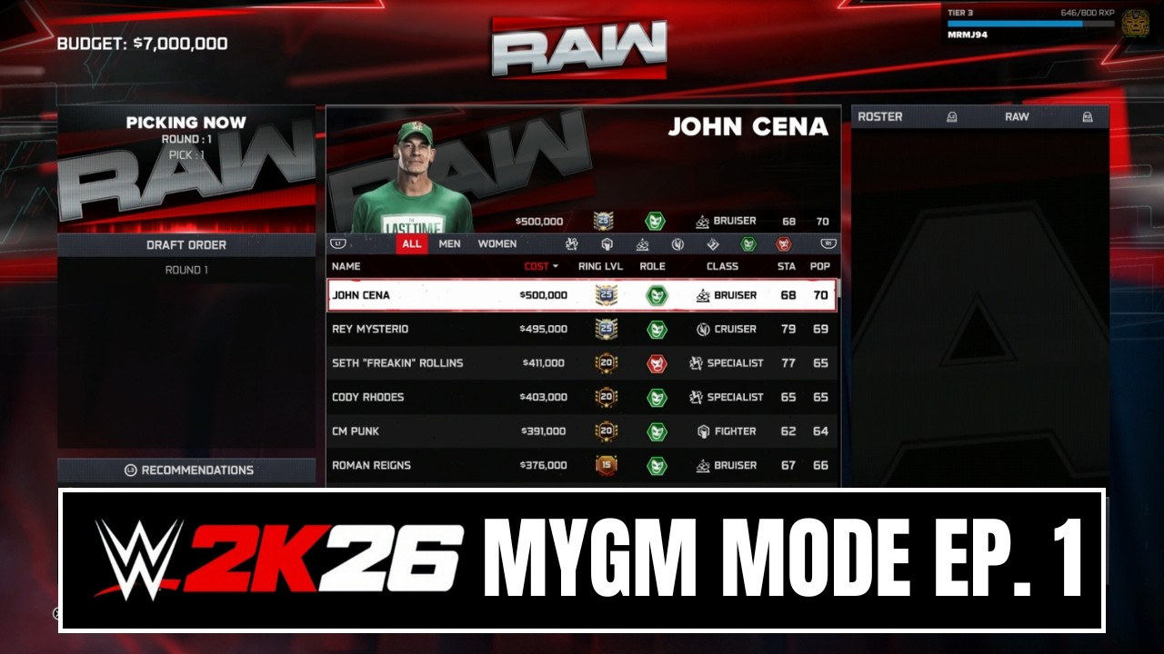 WWE 2K26 MyGM Эпизод 1 | ДРАФТ!