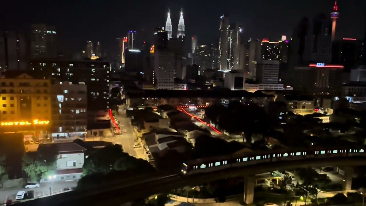 Watching the night trains at PWTC station , Kuala Lumpur