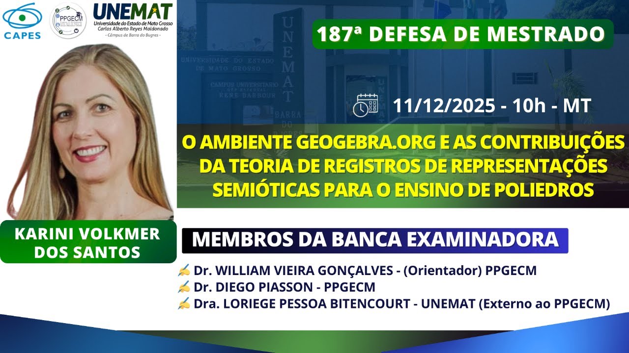 187ª DEFESA DE MESTRADO - PPGECM/UNEMAT