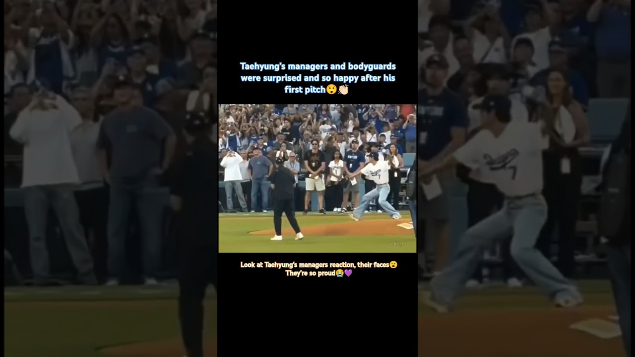 Tae&rsquo;s managers and bodyguards were surprised his first pitch😮💜 #bts #v #trending #new #shorts
