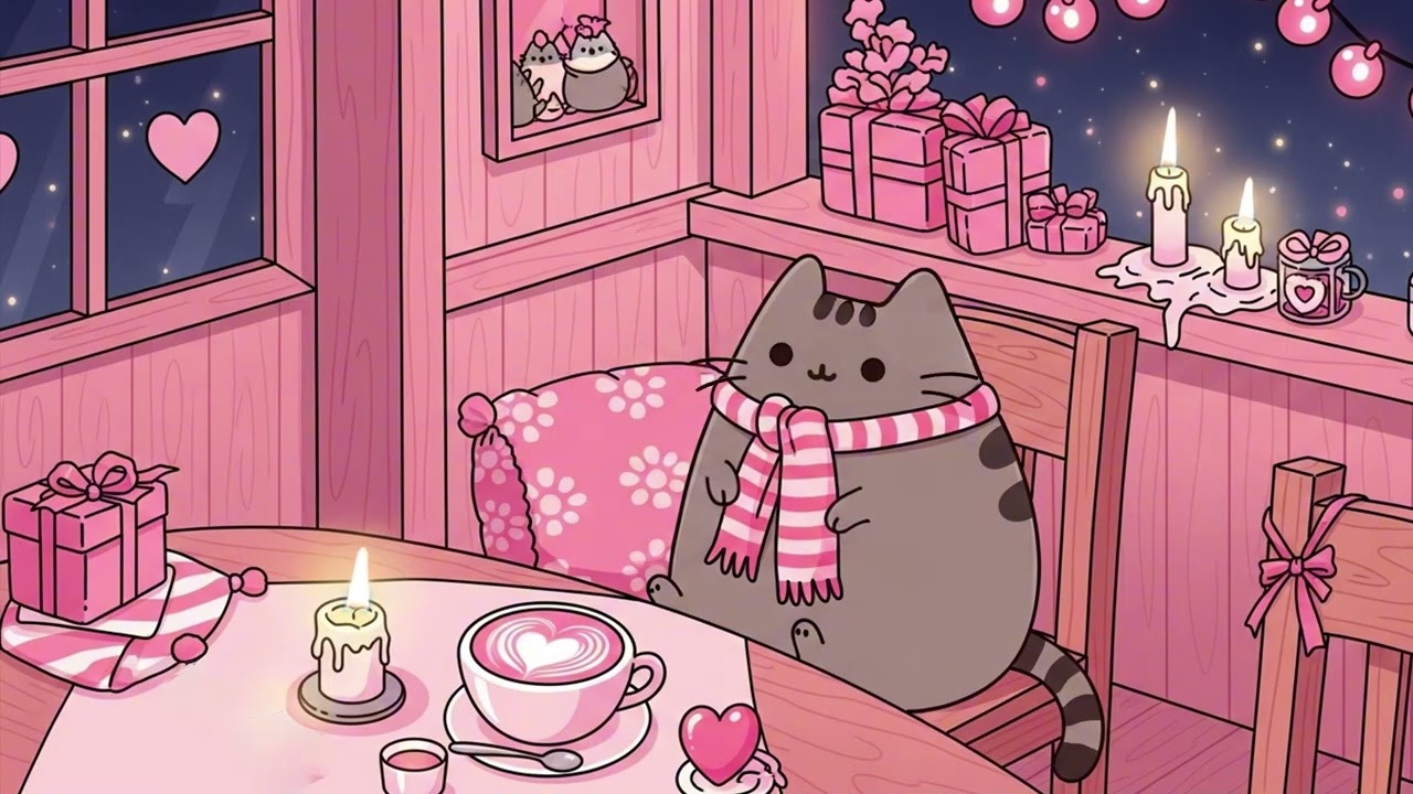 Pusheen Lofi 🎀 Cozy Winter Night Chill |  Chill Lofi for Relax, Study & Love