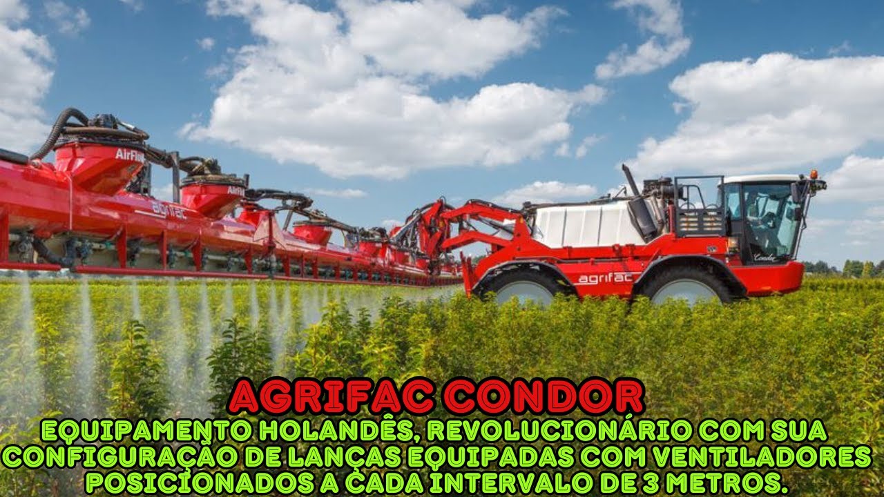 Agrifac Condor pulverizador holandês, com configuração de lanças equipadas com vários ventiladores.