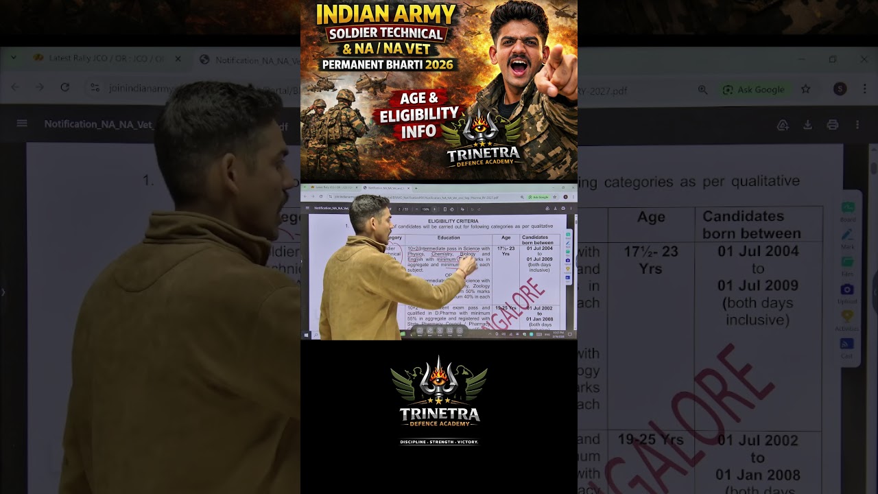 Indian Army Soldier Technical NA & NA Vet 2026 | Permanent Bharti | Full Eligibility #army