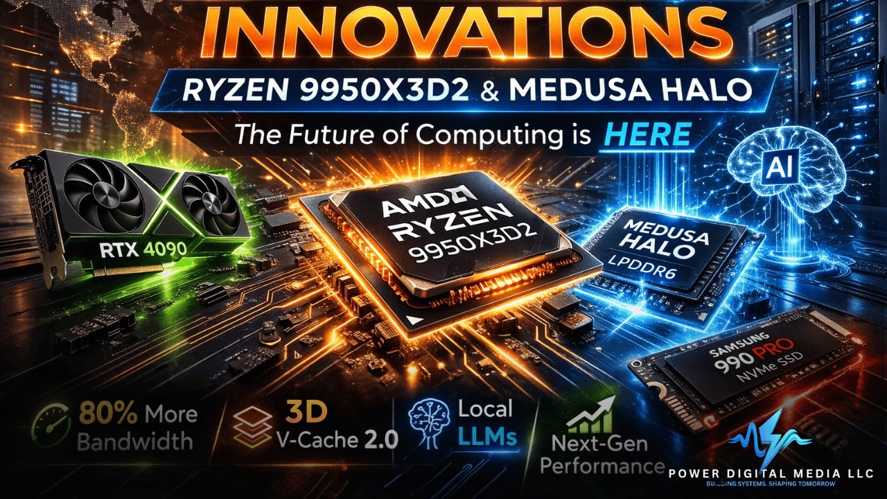 AMD 2026 Innovations Explained: Ryzen 9950X3D2, Medusa Halo & The Future of Local AI Workstations