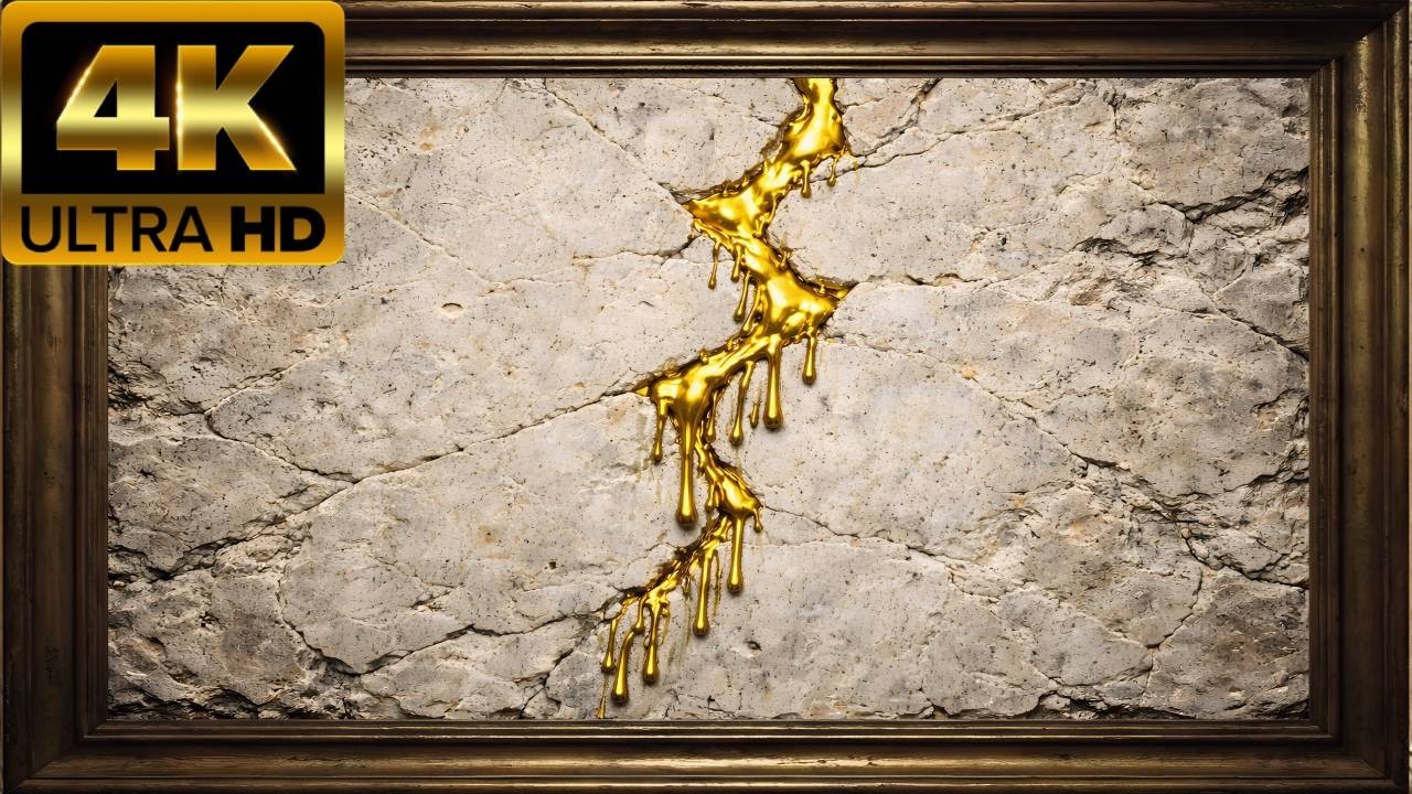The Golden Fracture | 4K Ultra HD Frame TV Art | 3D Sculpted Marble & Gold : art for TV
