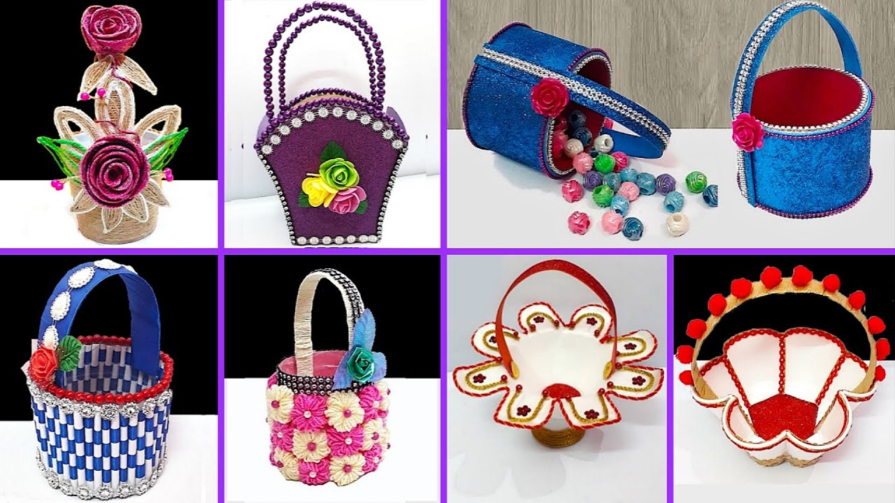DIY 7 Gift basket made with recycle materials | Best out of waste gift basket craft idea