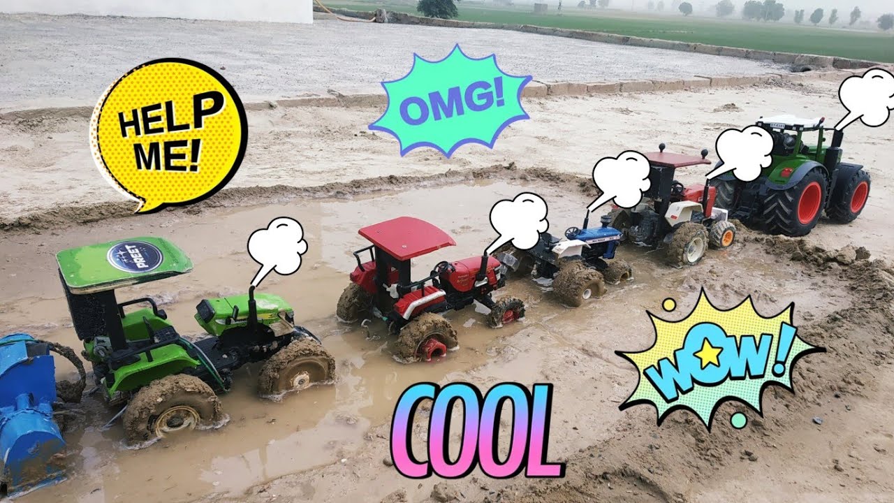 Preet, Arjun, New Holland and SW E351 Tractor Models in Mud with Rotaviter