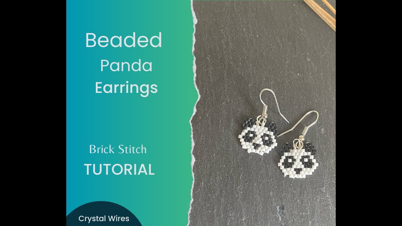BrickStitch, Beaded Panda Earrings, Miyuki Delica