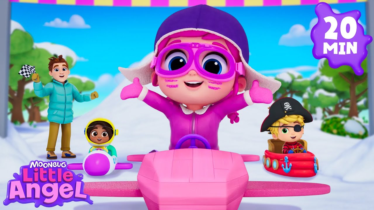 Pink Princess Power! 👑❄️ Jill's Sled Race! | Little Angel Kids Songs & Nursery Rhymes
