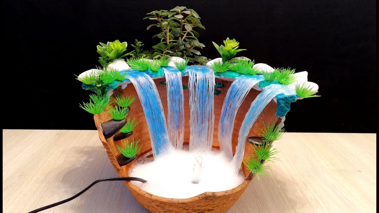 How to make Waterfall Fountain used broken vase / DIY