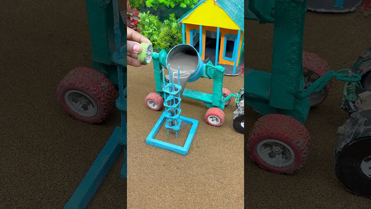 🚜🔥 Real Working Mini Tractor Cement Pillar Making Machine #shorts #youtubeshorts