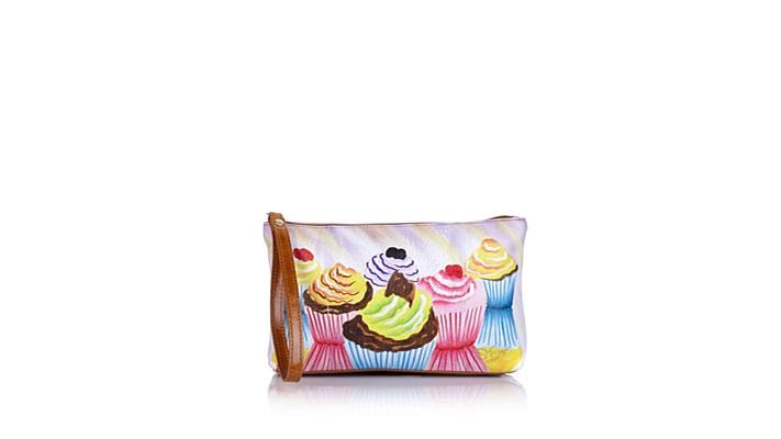 Sharif Leather Handpainted Large Wristlet Bag