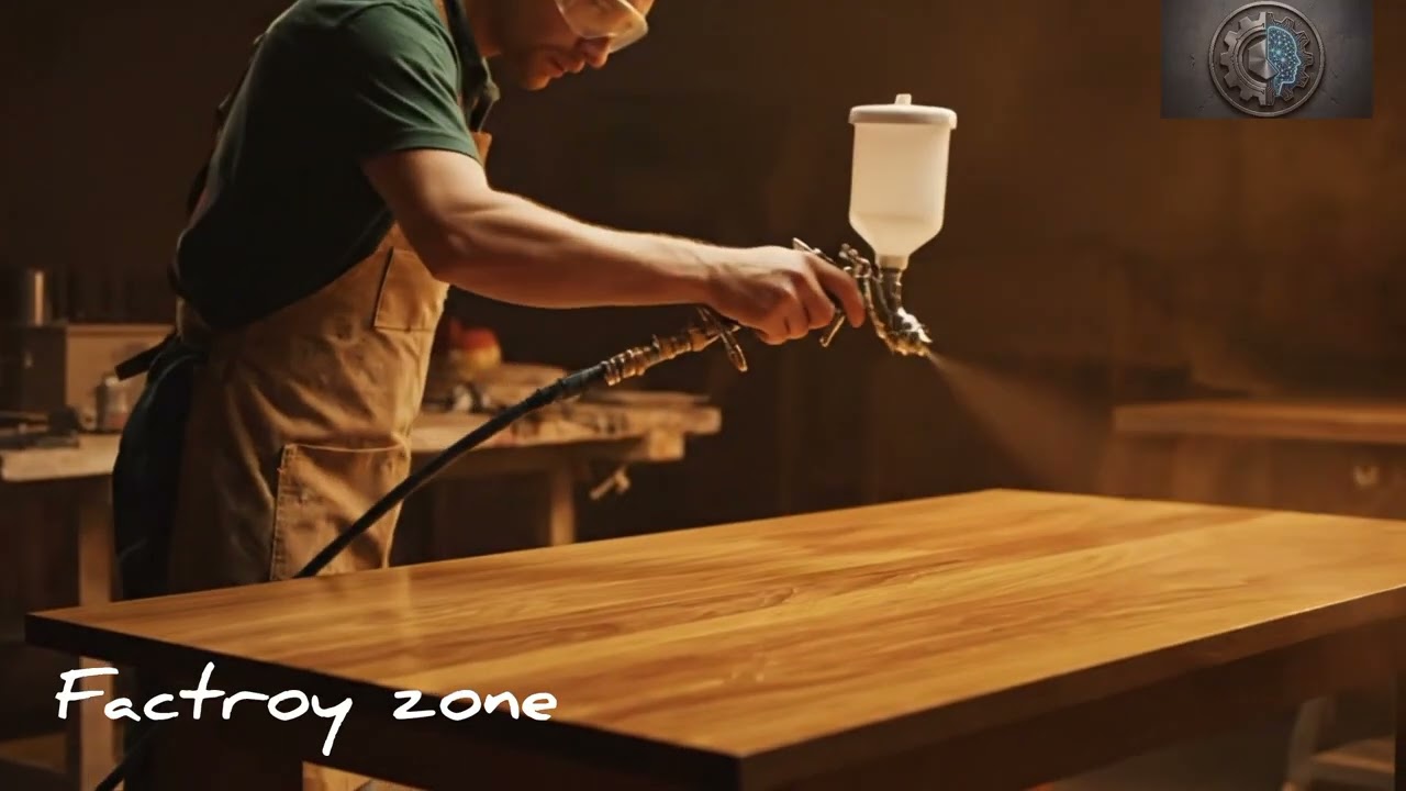 Wooden table factory (cut → polish → finish)