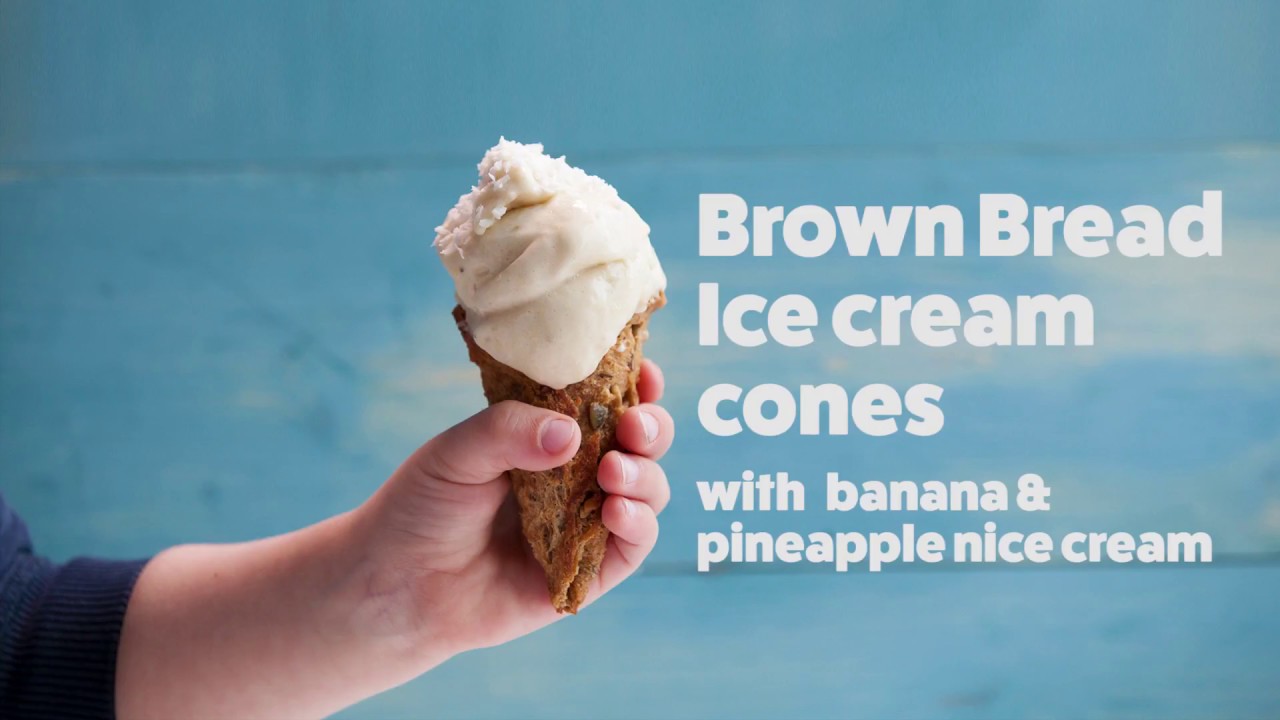 How to Make Healthy Brown Bread Ice Cream Cones with Ice cream - Baby Led Feeding