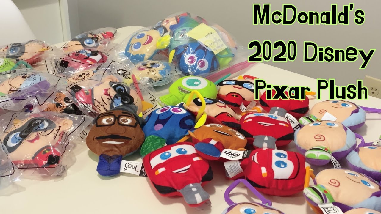 2020 Disney Pixar Plush Backpack Clips Set of 8 McDonald's Happy Meal Toys